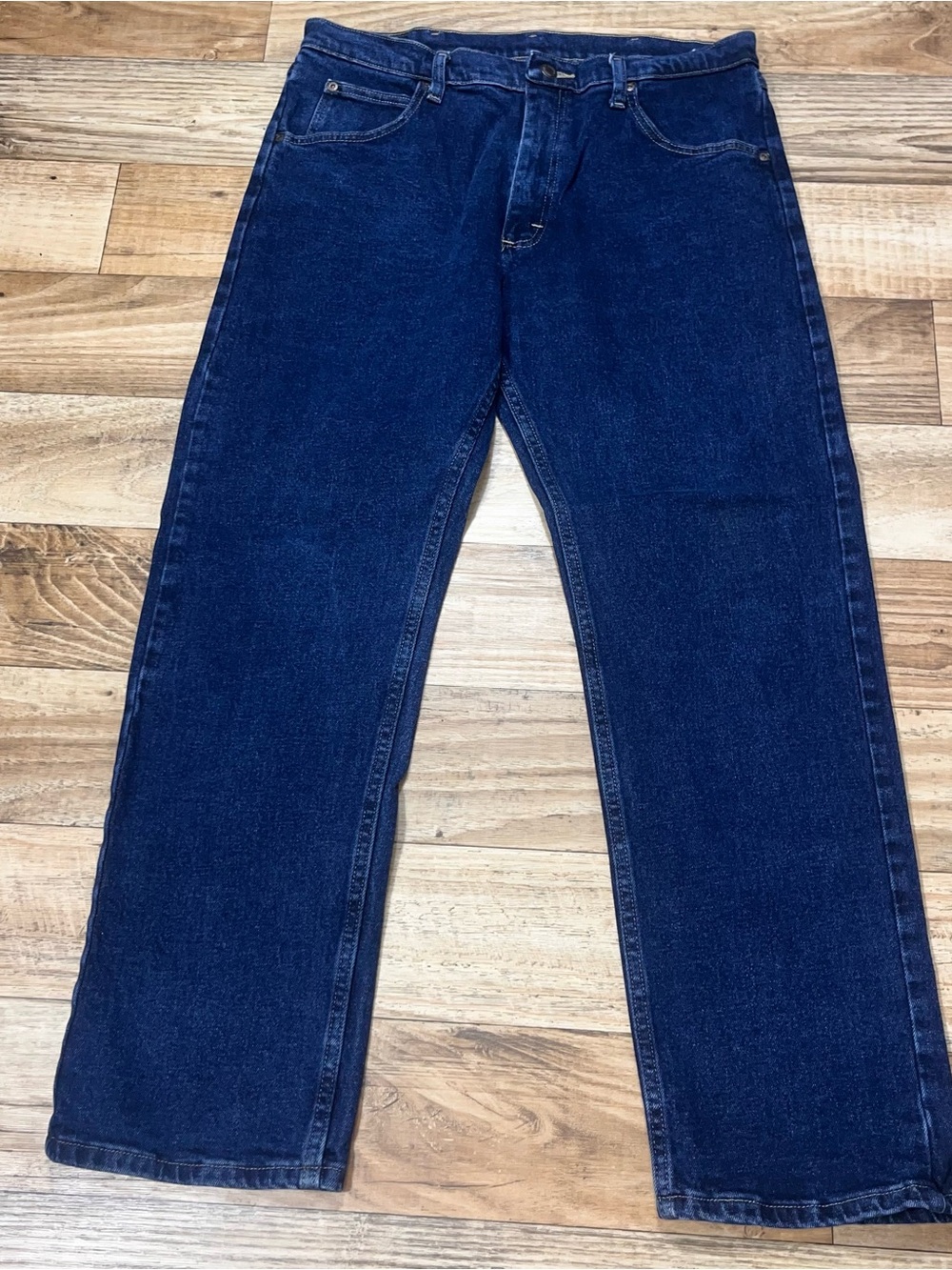 Wrangler Men Jeans 34x30 Denim Zipper Straight Dark Wash Cowboy Ranch Western